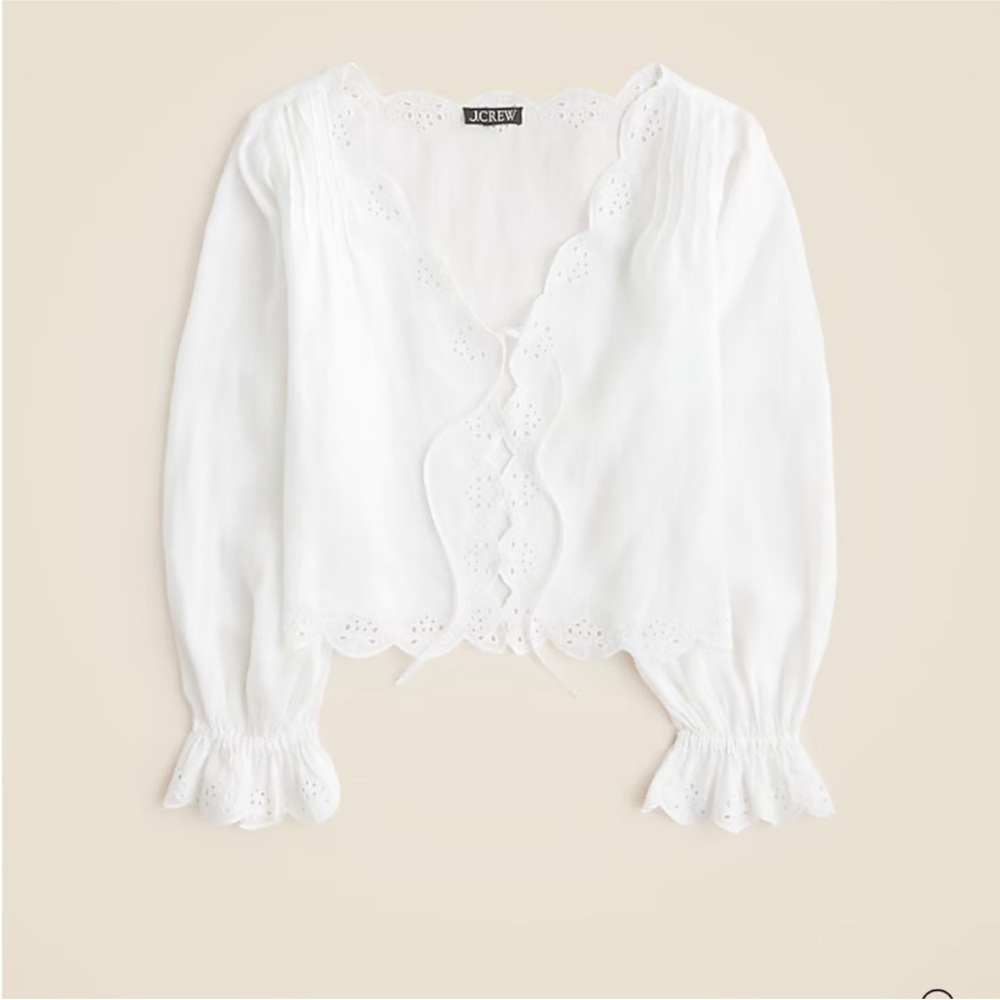 J. Crew Scalloped trim front tie top in Ramir size small